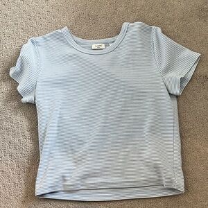 Aritzia Sunday Best Striped Blue and White T-Shirt